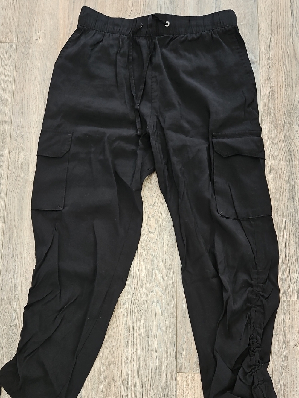 Womens Sofia Luxe Black Cargo Jogger Pants